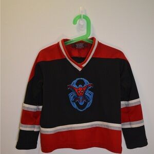 Vintage Y2K Black and Red Kids Spider-Man Hockey Jersey